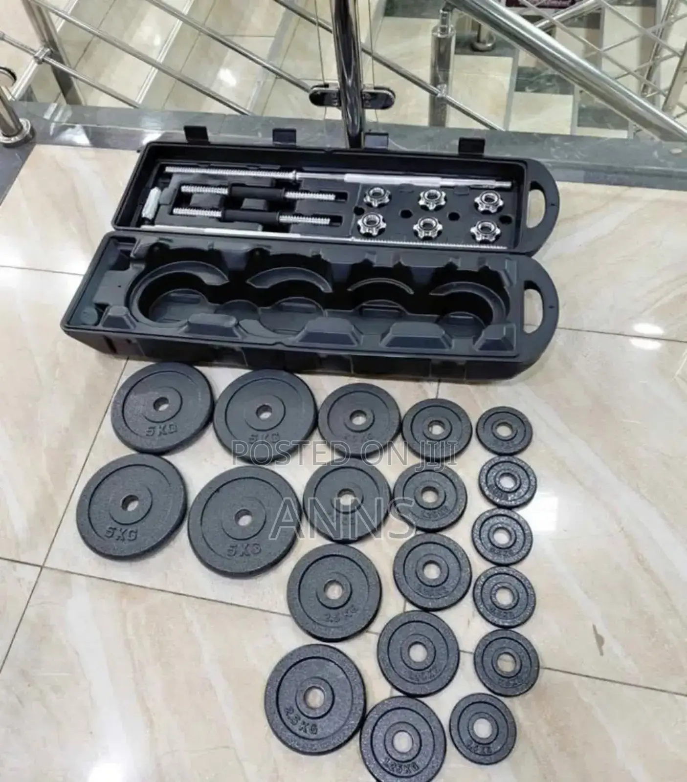 50kg Dumbbells and Barbell Weight Lifting Adjustable Set