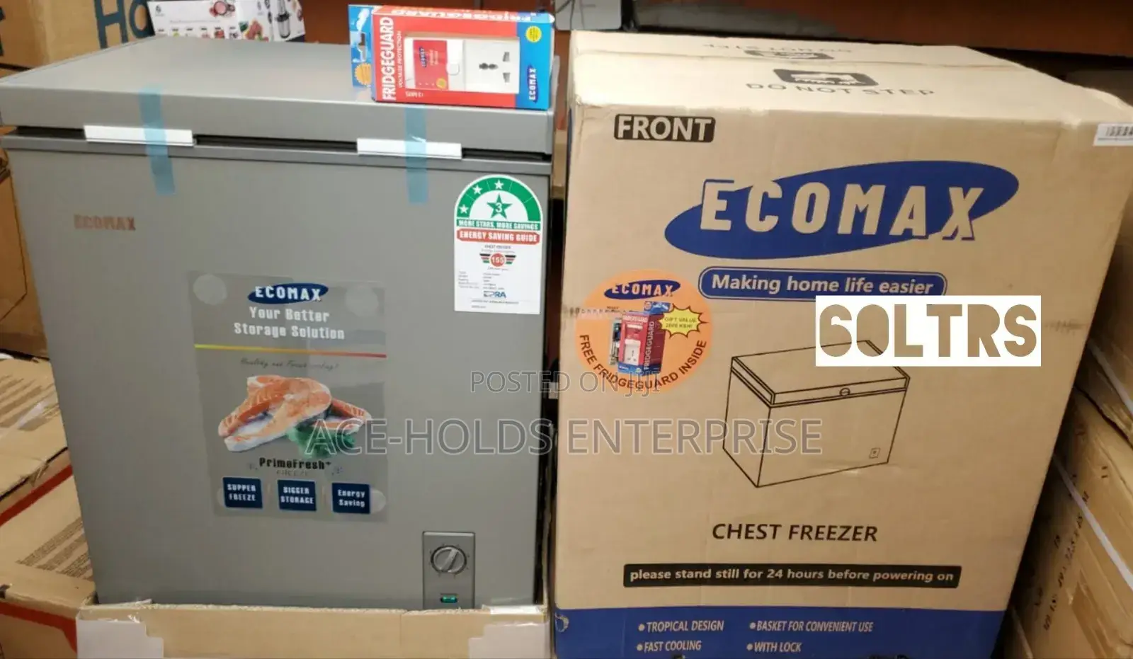 Ecomax 60 Litres Deep Chest Freezer With Free Fridge Guard