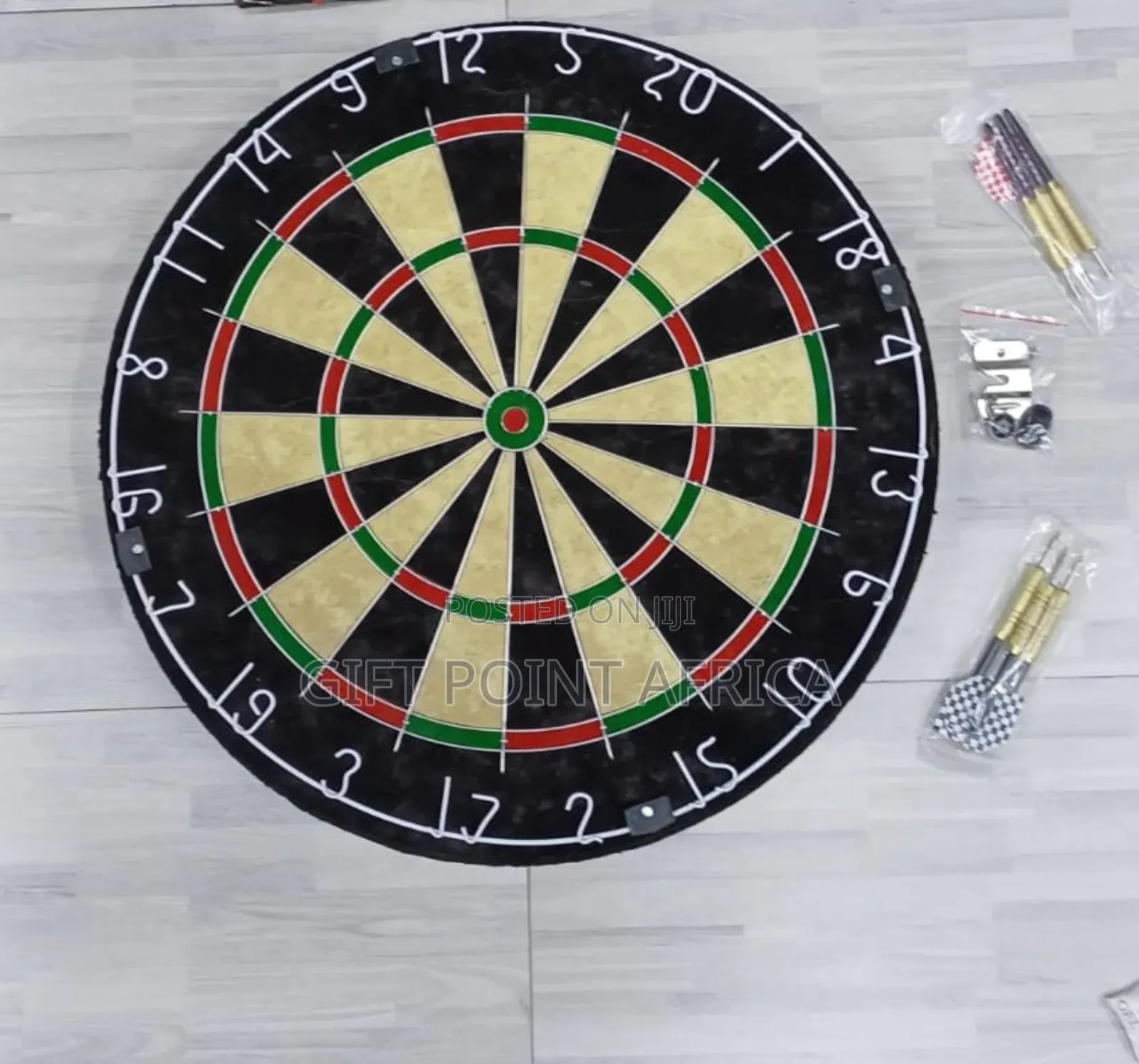 Wooden Professionals Dart. Board With Metallic Darts