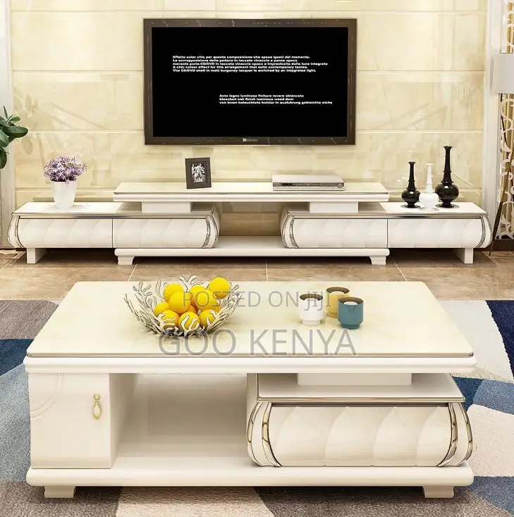 Home Tv Cabinet Set; Luxury Tv Cabinet Set– White Finish Nordic Touch