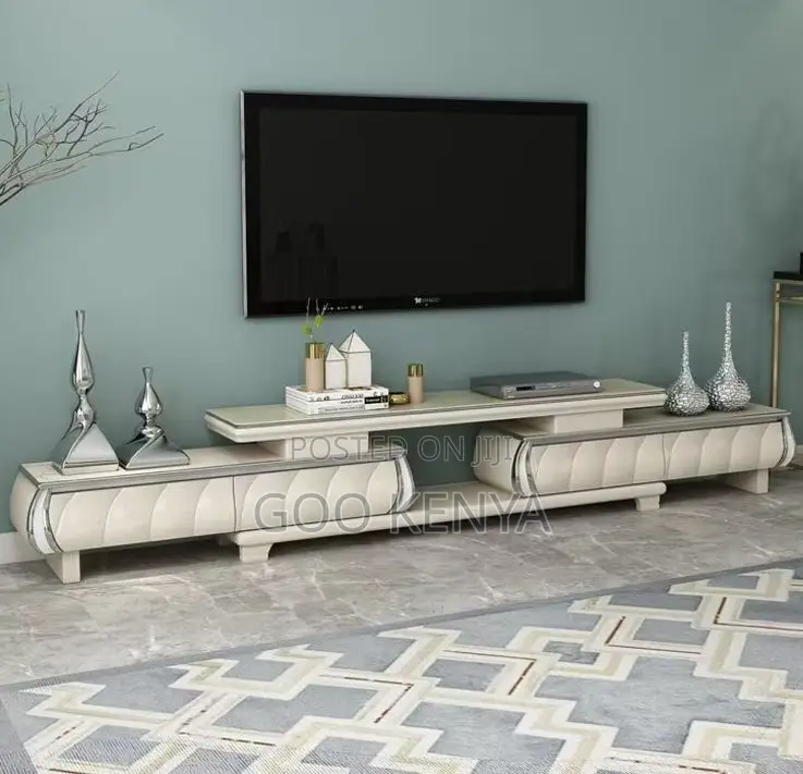 Home Tv Cabinet Set; Luxury Tv Cabinet Set– White Finish Nordic Touch