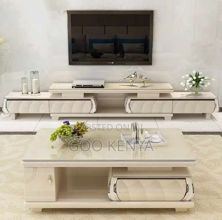 Home Tv Cabinet Set; Luxury Tv Cabinet Set– White Finish Nordic Touch