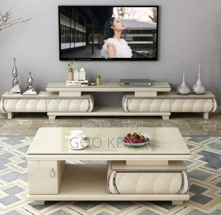 Home Tv Cabinet Set; Luxury Tv Cabinet Set– White Finish Nordic Touch