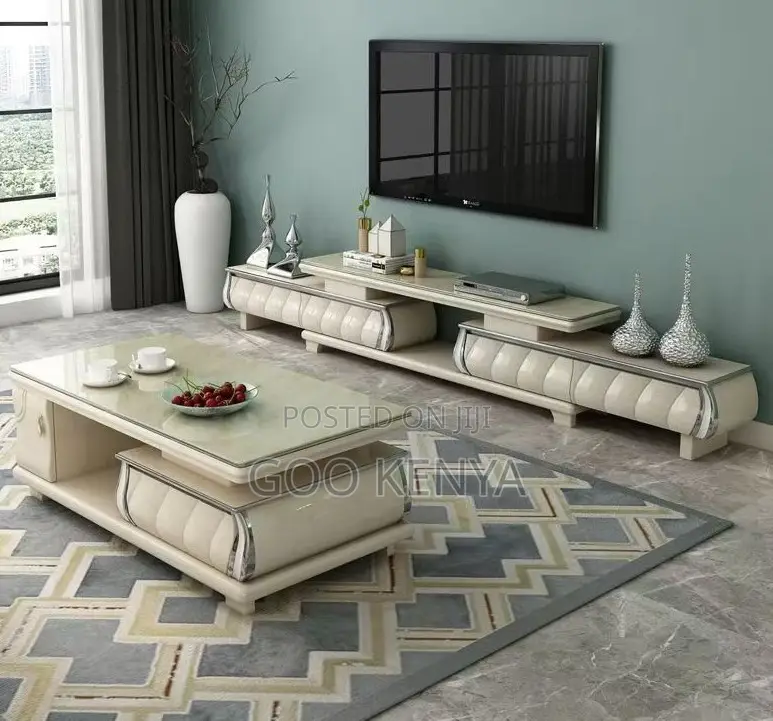 Home Tv Cabinet Set; Luxury Tv Cabinet Set– White Finish Nordic Touch