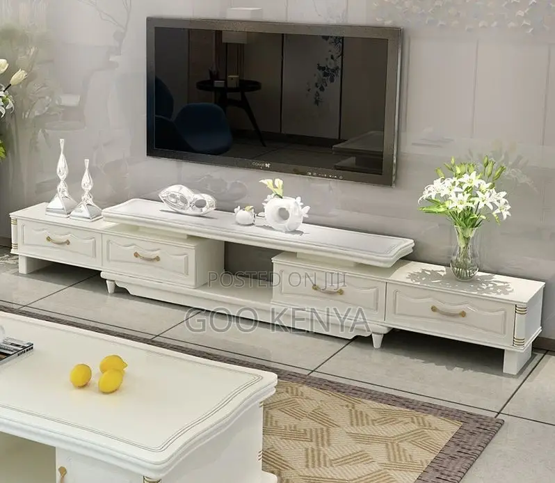 Home Tv Table Set; Nordic Entertainment Unit With Table Set For Media