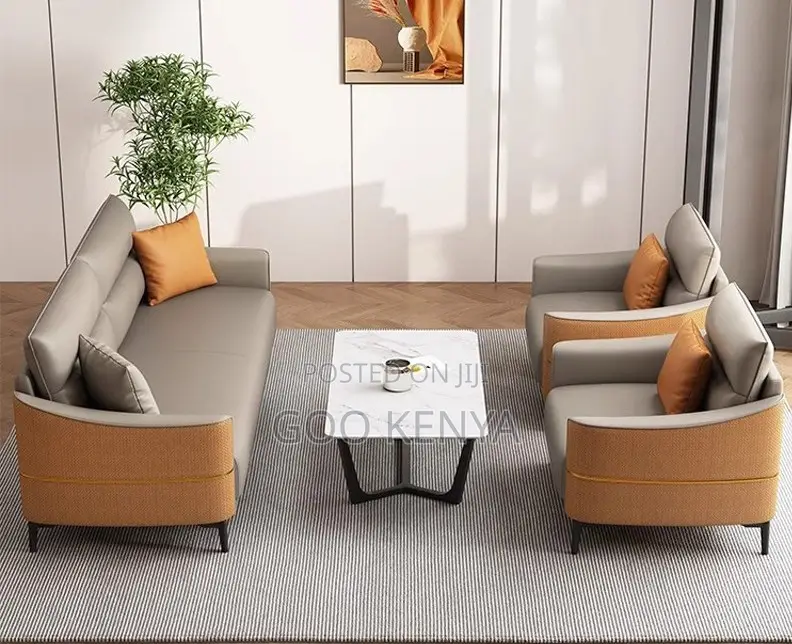 Office Sofa;5-Seat Modern Modular Leather Sofa Set for Home and Office
