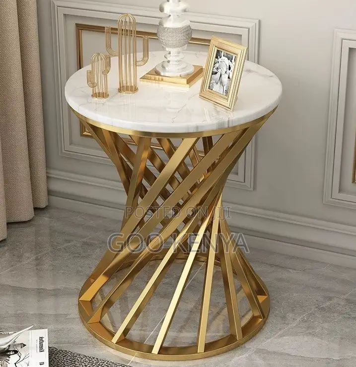 Home Table; Living Room Center Table With Marble Steel Construction