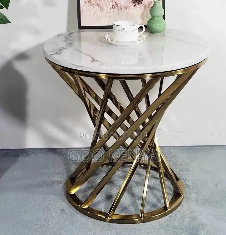 Home Table; Living Room Center Table With Marble Steel Construction