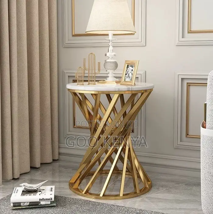 Home Table; Living Room Center Table With Marble Steel Construction