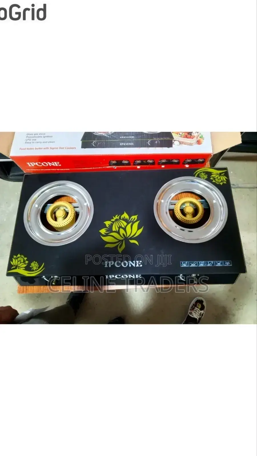 Ipcone 2 Burner Glass Top Gas Stove – Double Burner, Auto Ignition