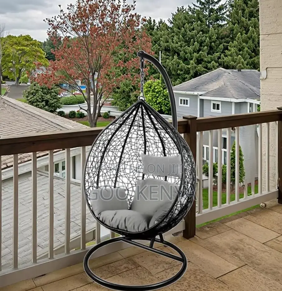 Home Chair; Outdoor Freestanding Rattan Hanging Egg Chair With Stand