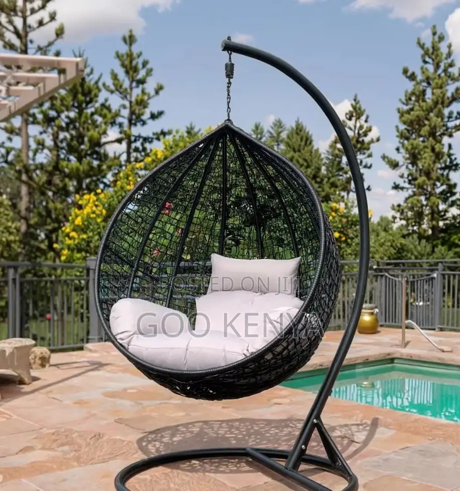 Home Chair; Outdoor Freestanding Rattan Hanging Egg Chair With Stand