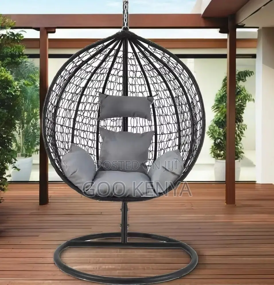 Home Chair; Outdoor Freestanding Rattan Hanging Egg Chair With Stand