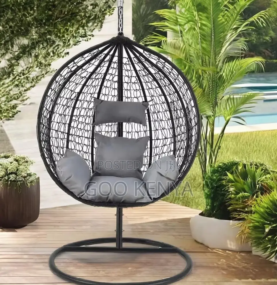 Home Chair; Outdoor Freestanding Rattan Hanging Egg Chair With Stand