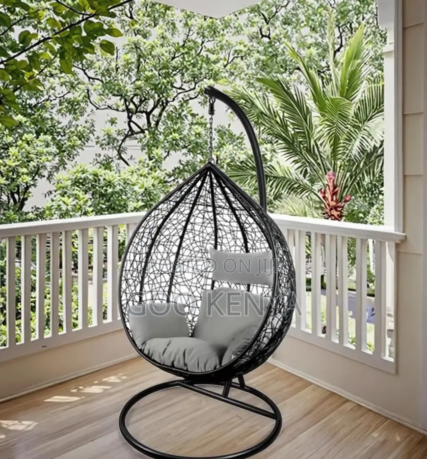 Home Chair; Outdoor Freestanding Rattan Hanging Egg Chair With Stand
