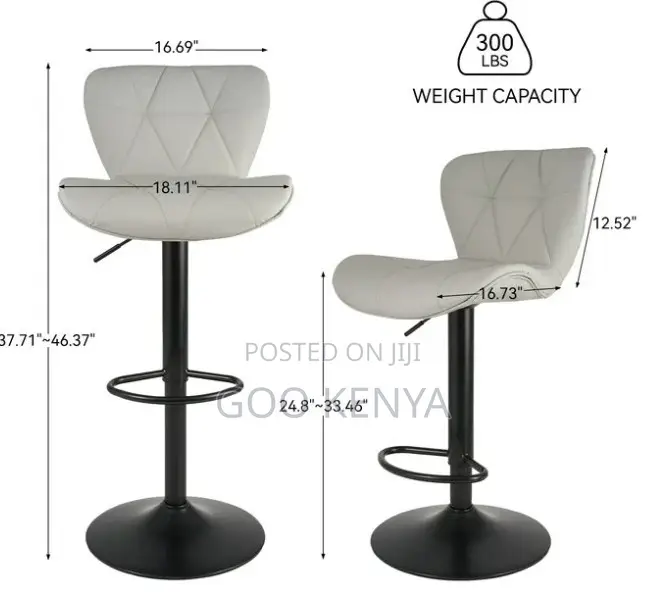 Home Bar Stool; Adjustable Padded Swivel Bar Seat With Backrest