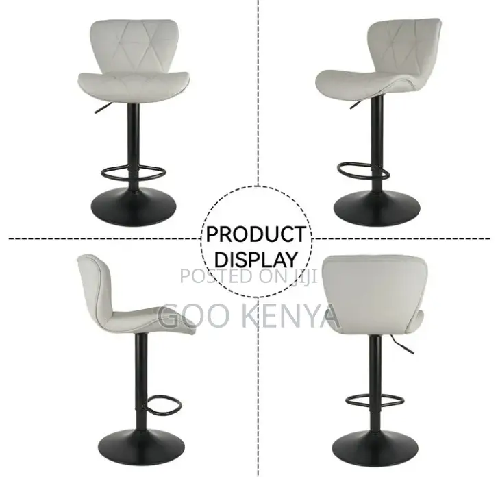 Home Bar Stool; Adjustable Padded Swivel Bar Seat With Backrest
