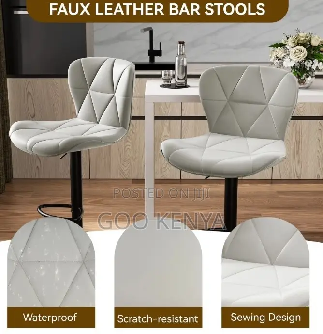 Home Bar Stool; Adjustable Padded Swivel Bar Seat With Backrest