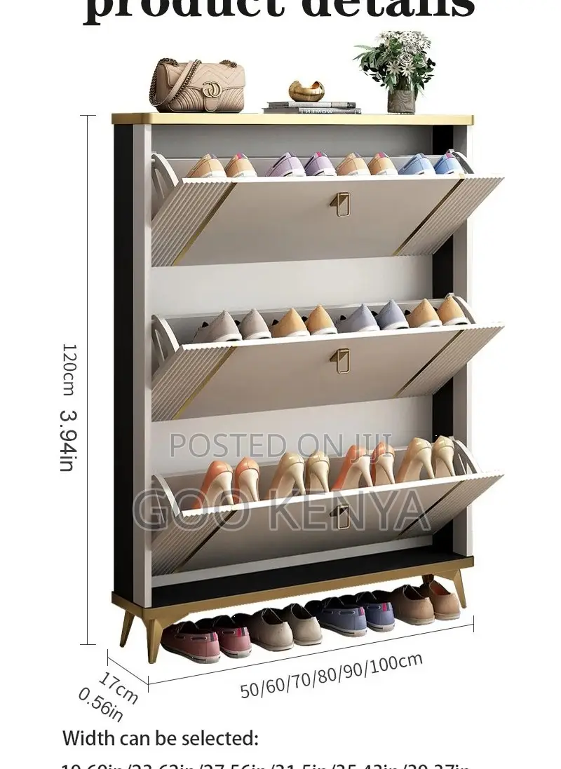 Home Shoe Rack; Entryway Wall Wooden Shoe Rack With 3 Compartments