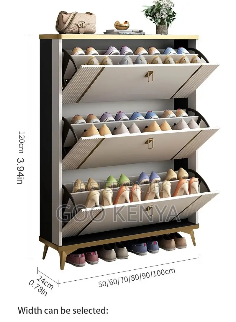Home Shoe Rack; Entryway Wall Wooden Shoe Rack With 3 Compartments
