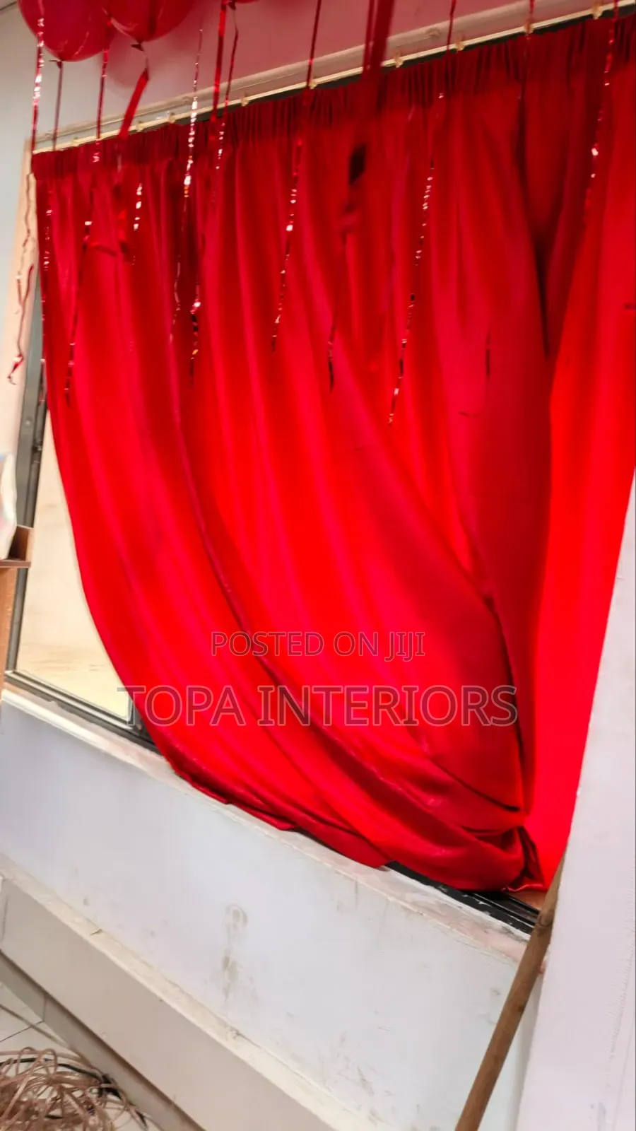 Red Window Curtains for House Decoration