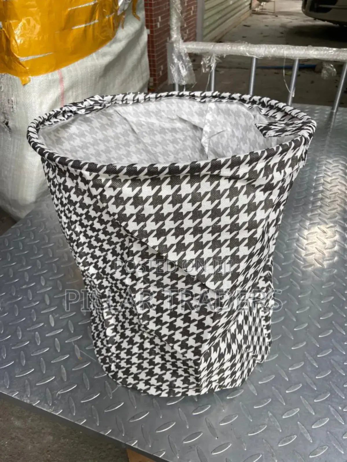 Houndstooth Laundry Hamper