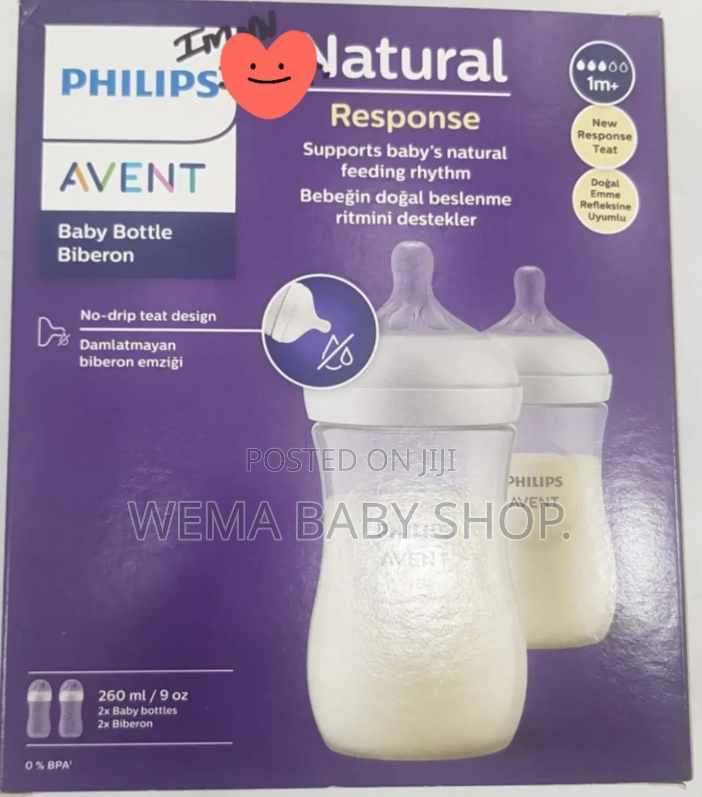 Twin Pack Philips Avent Natural Response Bottles With Airfree Vents.