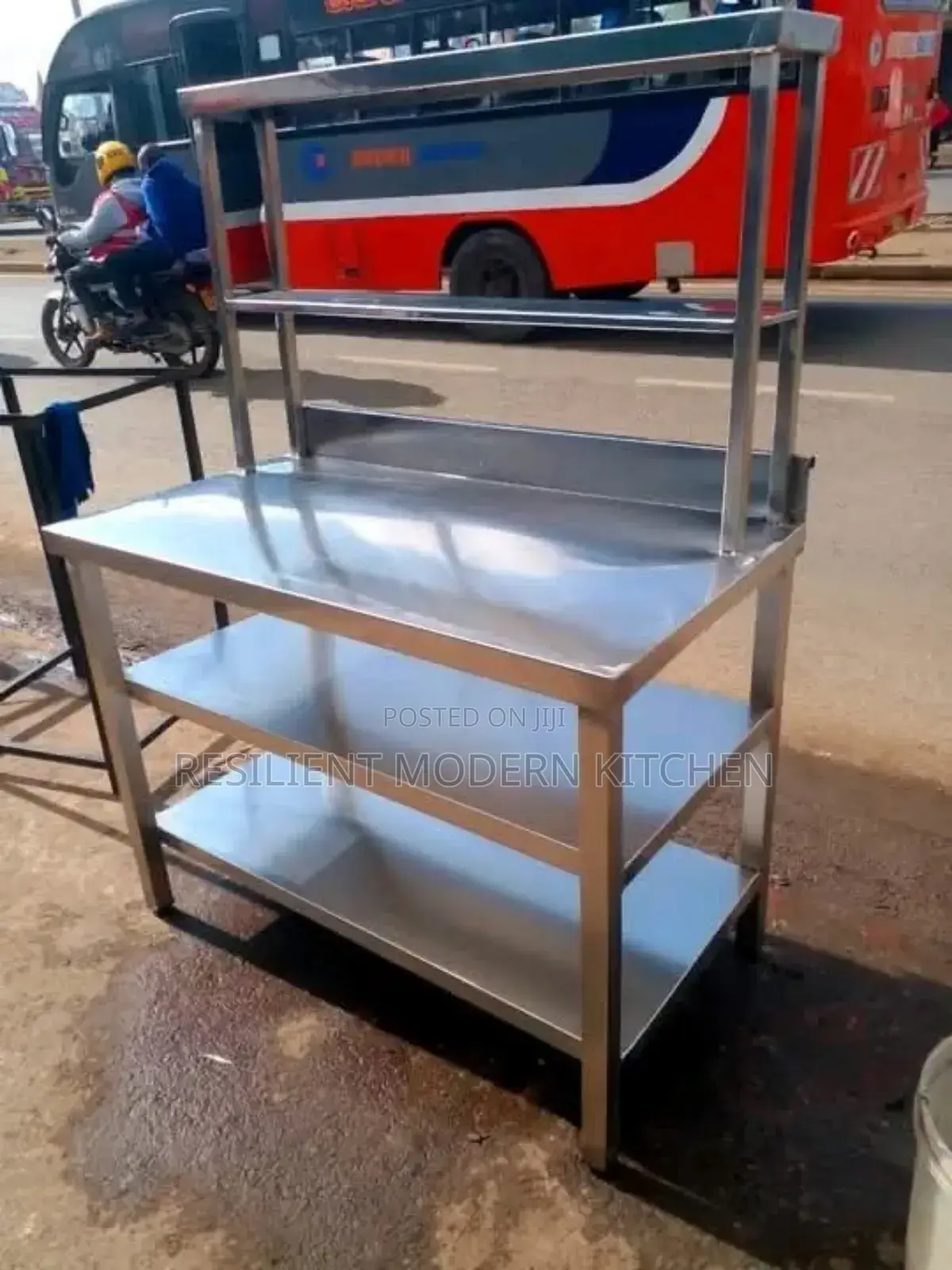 Stainless Table With Undershelf Overshelf