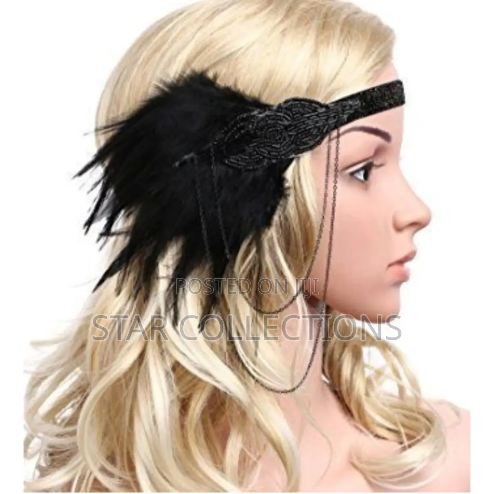 Black Gatsby Feather 1920's Party Headband