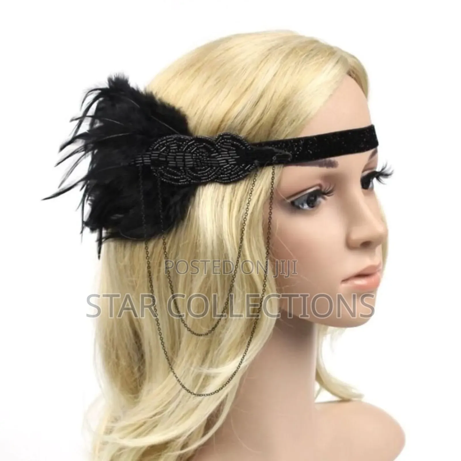 Black Gatsby Feather 1920's Party Headband