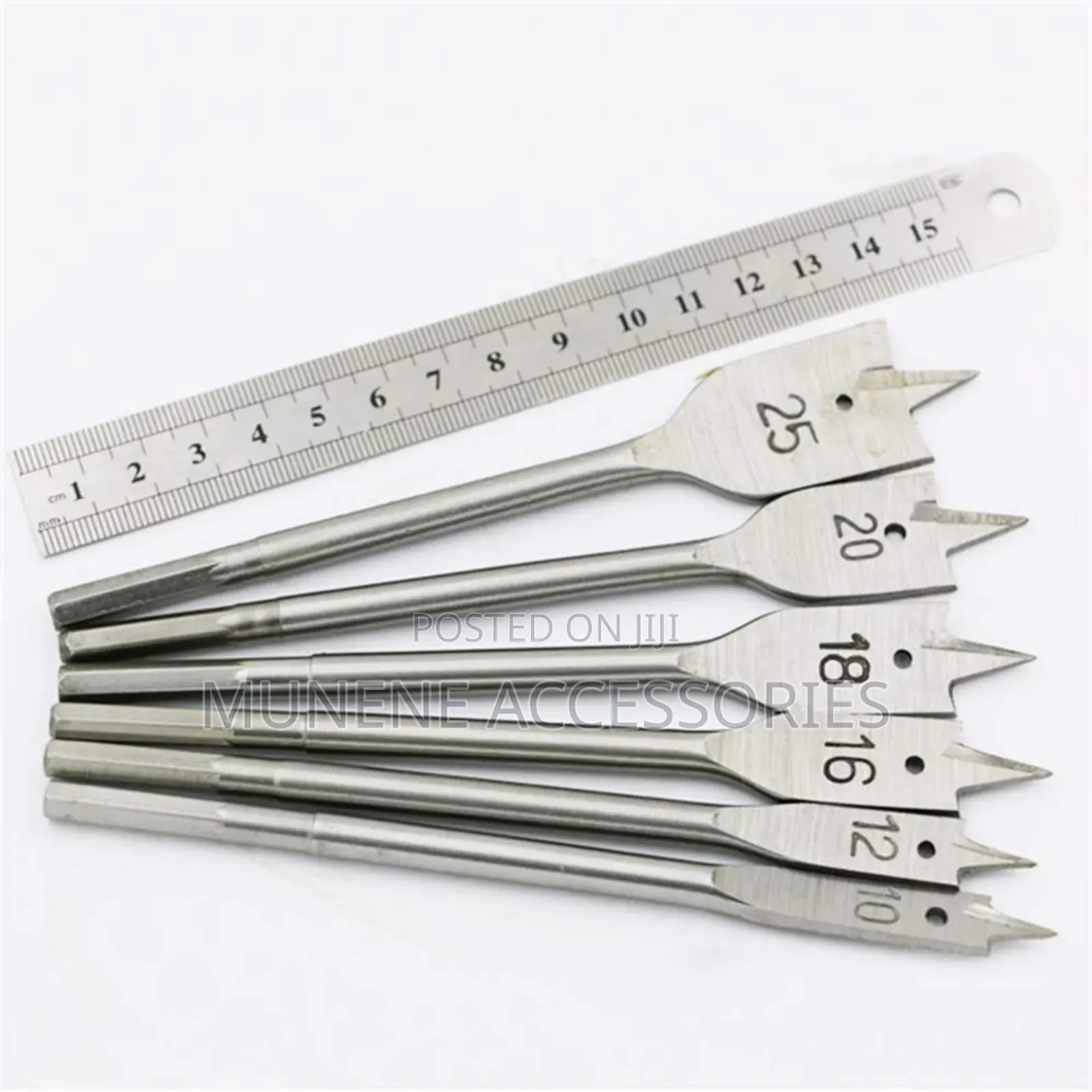 6pcs Wood Flat Drill Sets 10mm-25mm Steel Woodworking Spade Drill Bits
