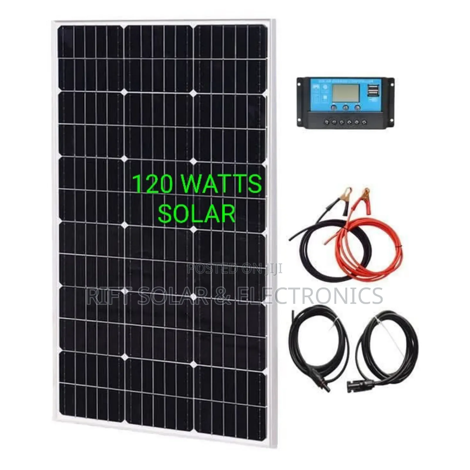 New 120 Watts Solar Panel - 20a Charge Controller 10 Meter Solar Cable