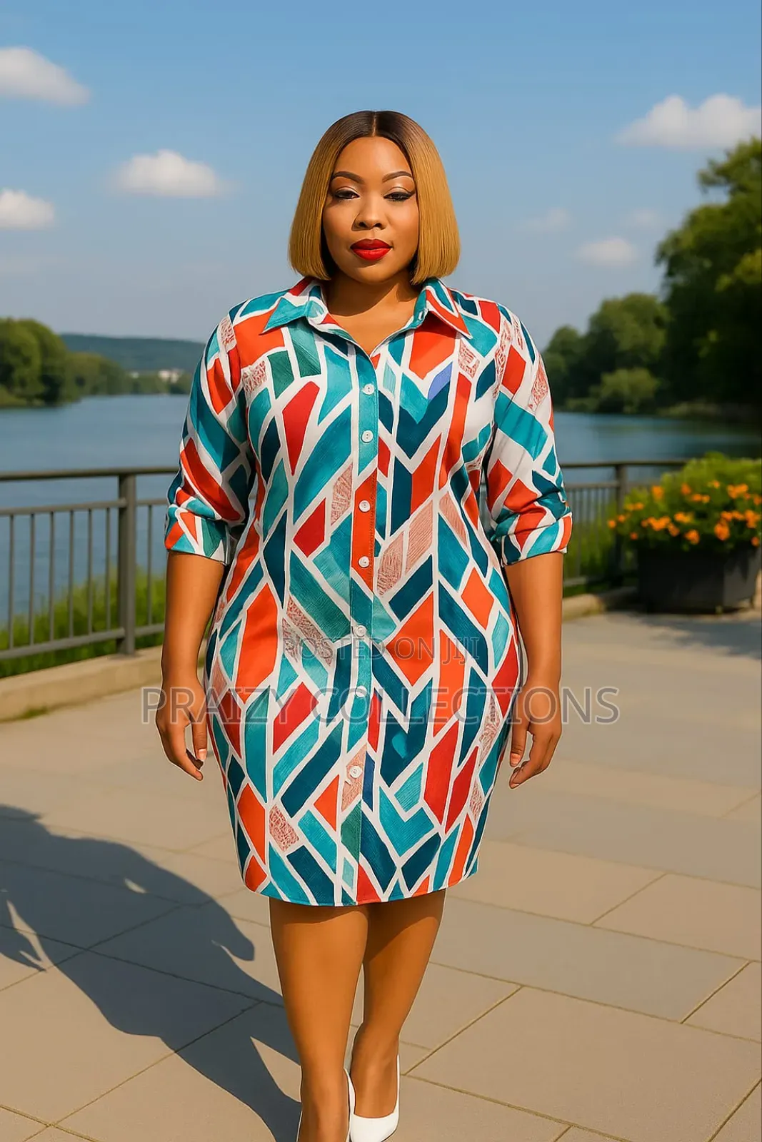 Quality Geometic Shirt Dress