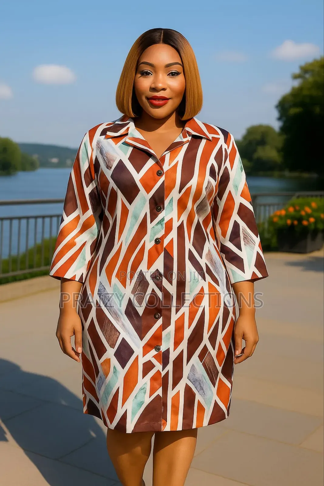 Quality Geometic Shirt Dress