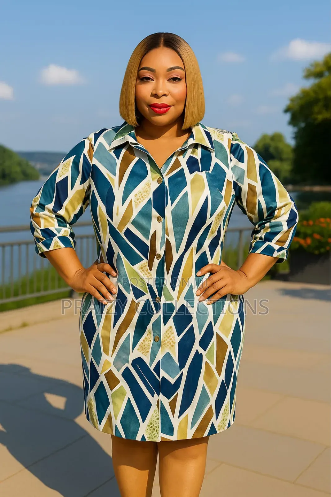 Quality Geometic Shirt Dress