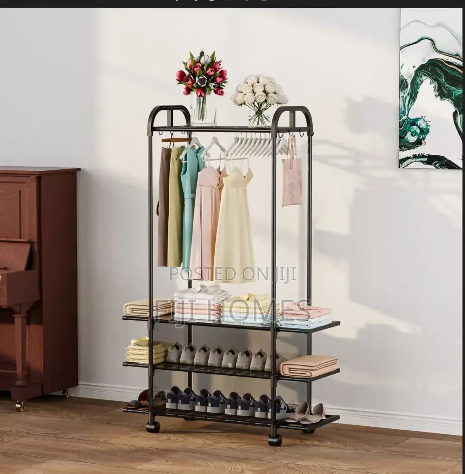 Modern Clothing Rack With Wheels
