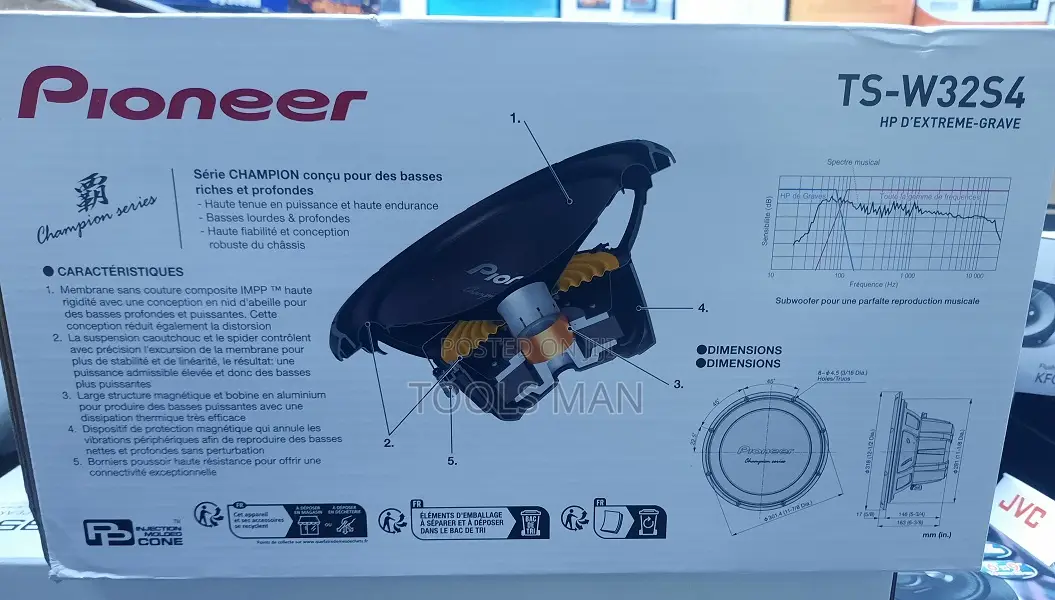 Pioneer Subwoofer Bass Car Speaker, 12 " Inch 1500w. Ts-W32s4 Woofer