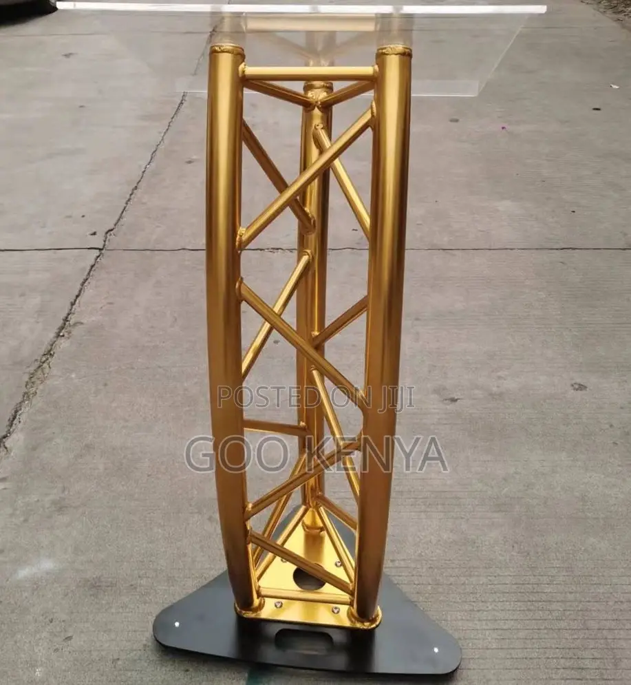 Home Outdoor Pulpit; Gold-Finished Aluminum Stage Presentation Stand