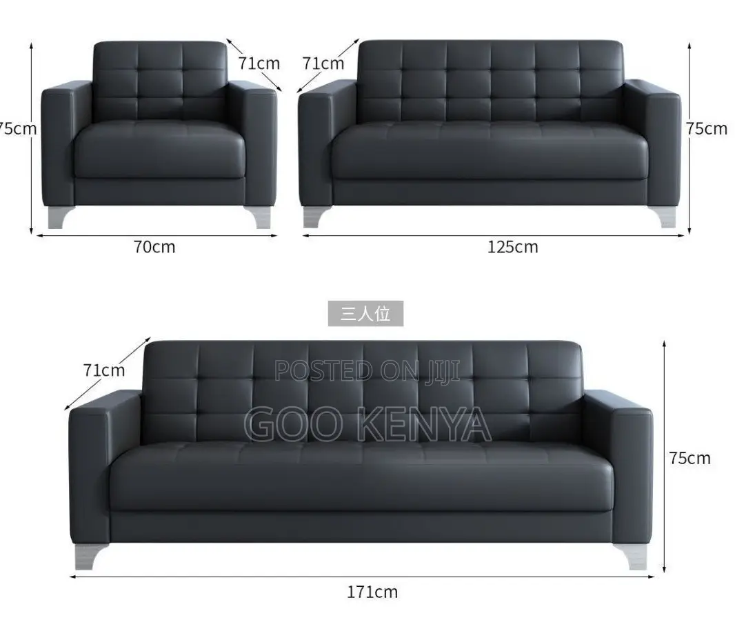 Office Sofa; 5-person Sectional Reception Sofa In Synthetic Leather