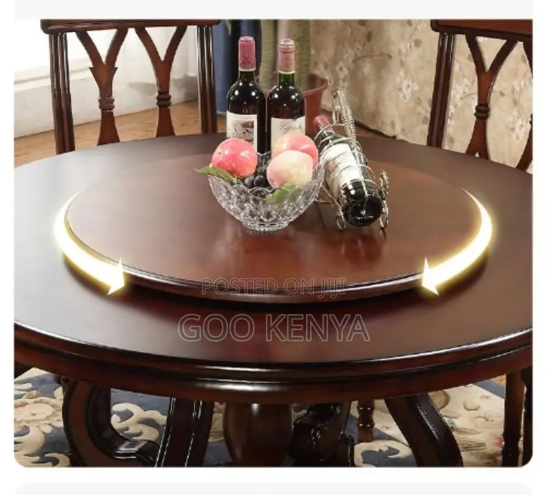 Home Dining Set;6-Seat Modern Minimalist Round Dining Set- Mahogany