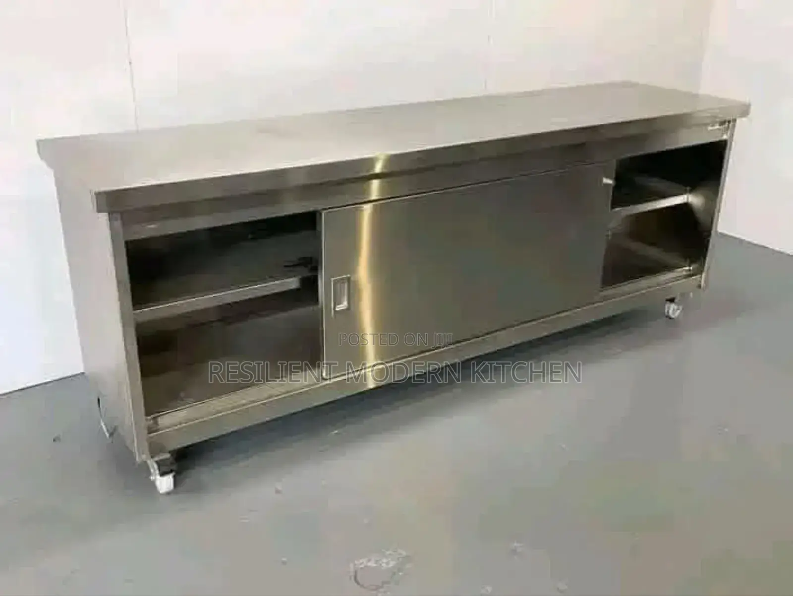 Heavy Duty Stainless Steel Table With Undershelves and Cabinet