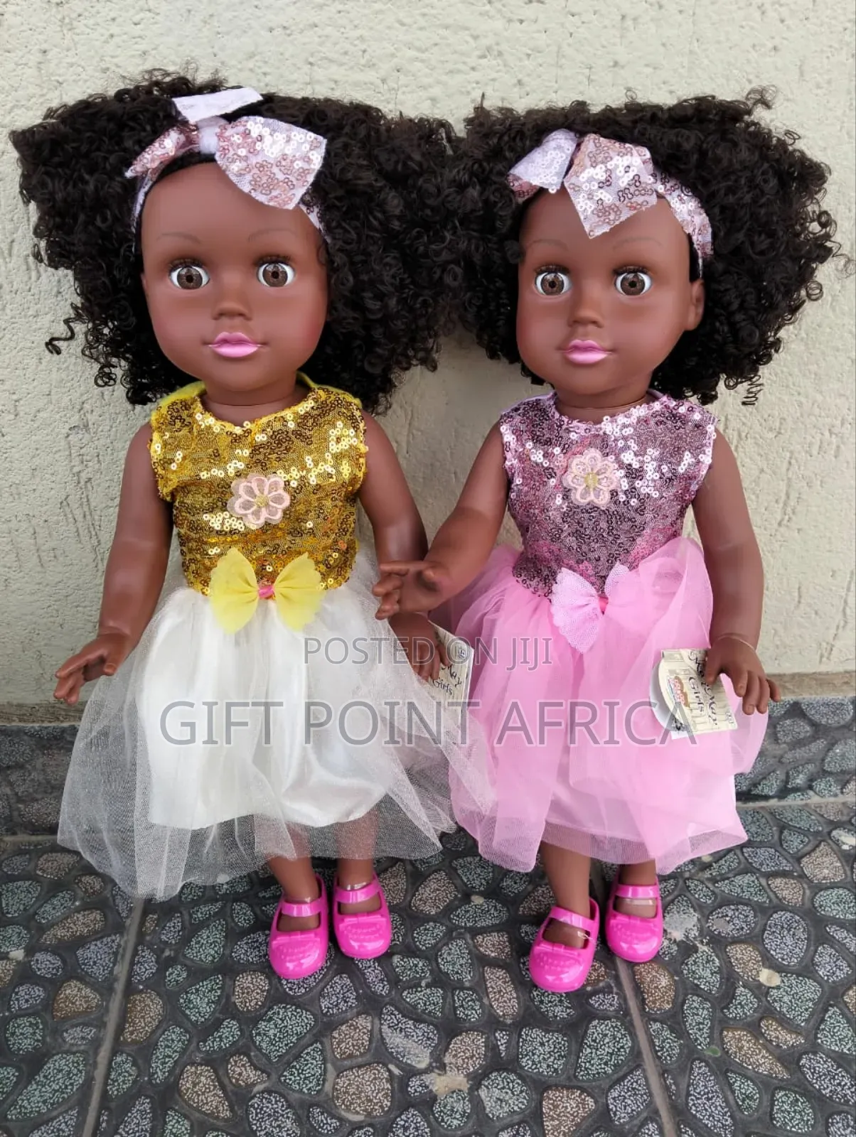 Big Silicone African Dolls With Sound,Shoes And Long Hair For Kids