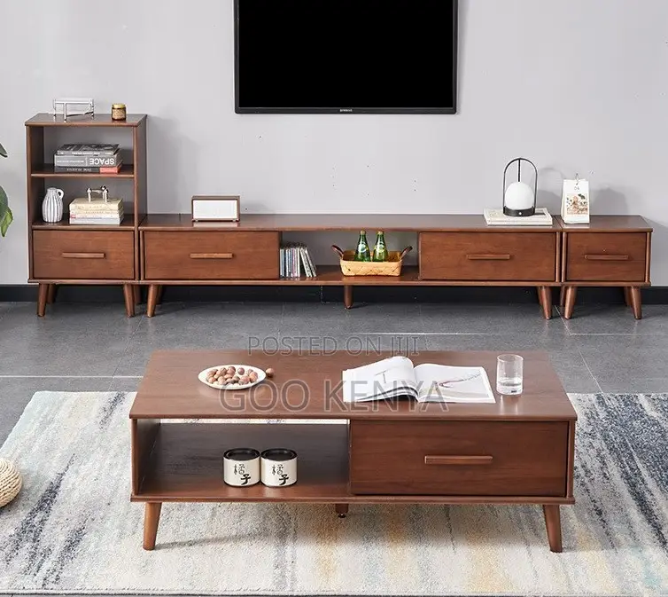 Home Tv Cabinet Table Set; Wooden Tv Cabinet With Coffee Table Set