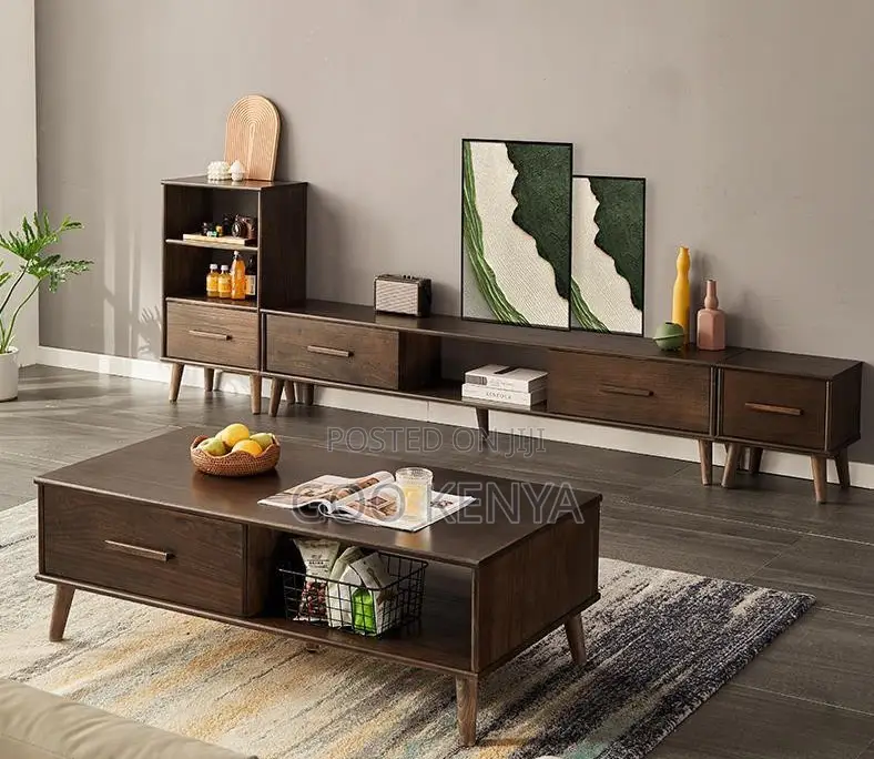 Home Tv Cabinet Table Set; Wooden Tv Cabinet With Coffee Table Set