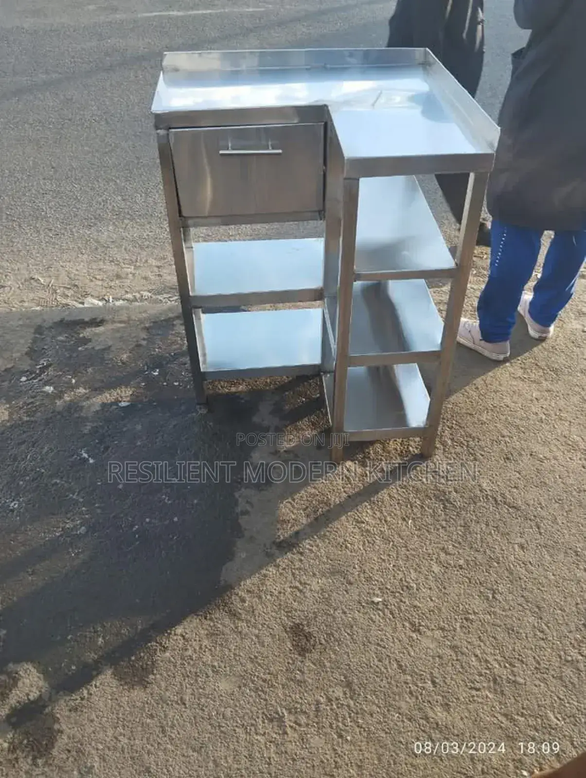 Modernized Stainless Steel Worktop Table With Undershelves