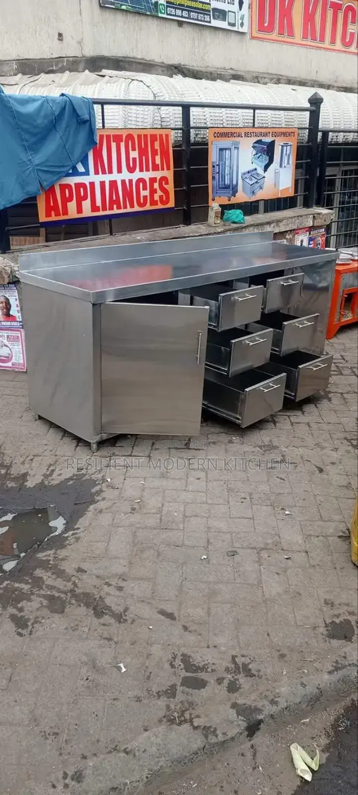 Commercial Worktop Table With Cabinet and Drawers
