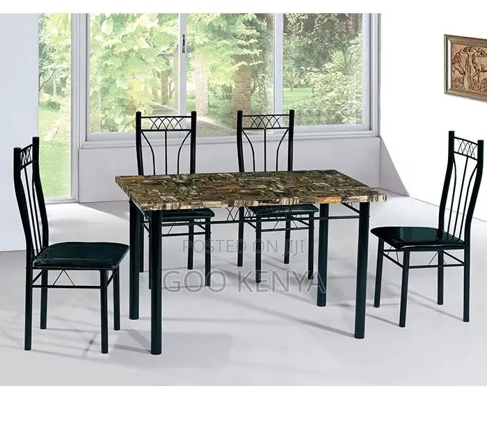 Home Dining Set;Solid Marble Top Table Set With Four Heavy-Duty Chairs