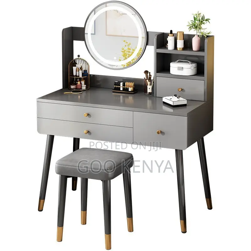 Home Dressing Table; Elegant Makeup Table With Led Lighting and Chair
