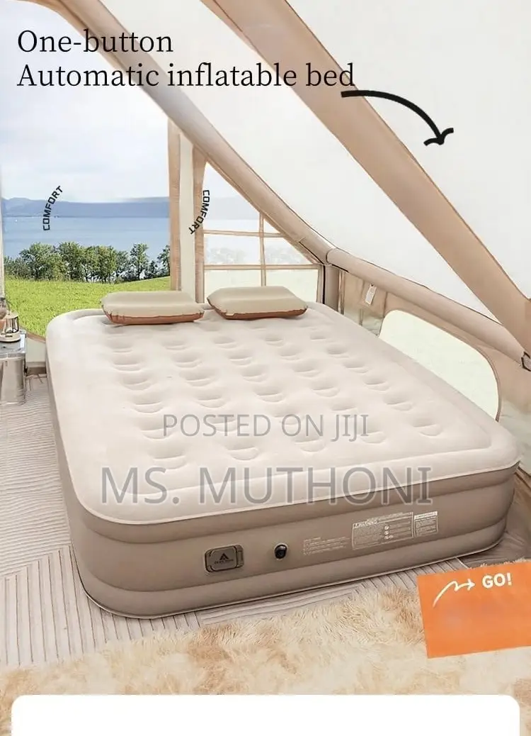 Inflatable Air Bed Mattress With A Built-in Pump 2 Pillows