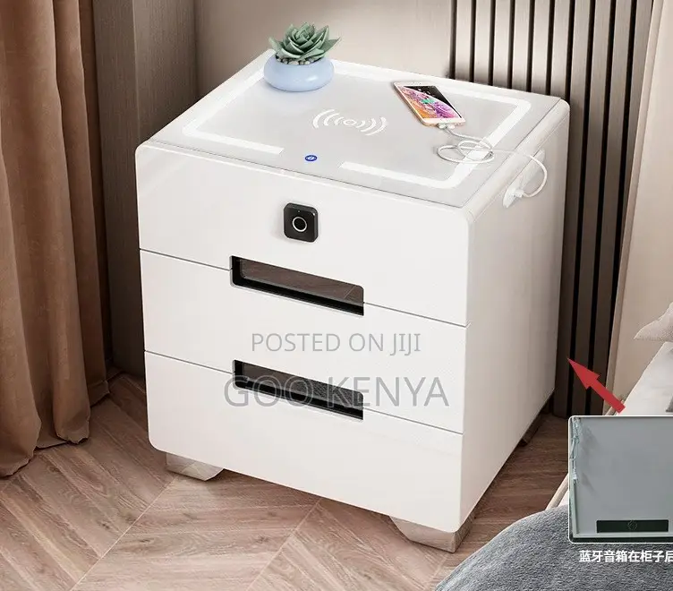 Home Cabinet; Bedroom Storage Cabinet With Integrated Wireless Charger